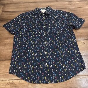 Penguin Button Up Shirt Palm Trees Heritage Slim Fit Short Sleeve Mens Medium
